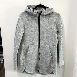 Lululon athletica women’s hooded jacket- black/white zip-up size 6